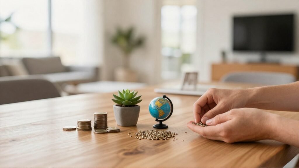 Manos organizan monedas